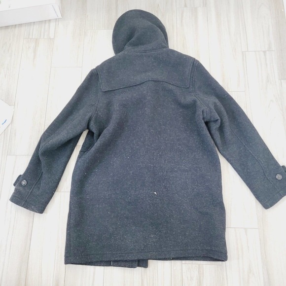 VTG Mens Lands End Wool Duffle Pea Coat Leather Toggles Blanket Lined Fall 42-44 - Picture 2 of 6